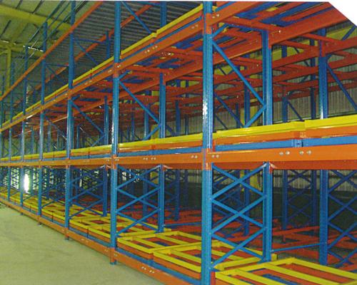 廣州后推式貨架,廣州貨架廠家_廣州易達倉儲設備_產(chǎn)品展示_物